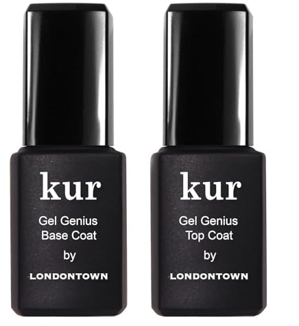 LONDONTOWN kur Gel Genius Gel-Like Set, Top Coat & Base Coat Set For Long Lasting Manicure