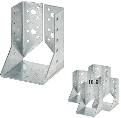 siwitec - 10 zapatos de viga tipo B 80 x 120 mm, Sendzimir galvanizado, marcado CE, grosor del material 2 mm, conectores de madera resistentes a la intemperie, conectores para postes, conectores de