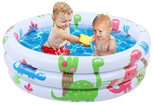 GAESHOW Piscina Gonfiabile da Rotonda, Piscina 3 Anelli da 60cm, Piscinetta per Bambini, Piscinetta in PVC Durevole 3 Camera d'aria Individuali, per Giochi per Feste in Piscina All'aperto