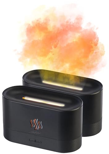 Carlo Milano Luftbefeuchter LED: 2er-Set Ultraschall-Aroma-Diffuser mit zuschaltbarer LED-Flamme (Lagerfeuer-Luftbefeuchter, Luftbefeuchter elektrisch, Stimmungslicht)