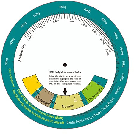 FOLODA Professioneller Body Mass Index Rad Rechner mit klarer Skala Gewicht & Höhe Messgerät Rad verwendet für 20 Erwachsene Body Mass Index Body Mass Index Messwerkzeug
