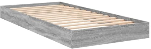 vidaXL Bed Frame without Mattress Grey Sonoma 75x190 cm Small Single