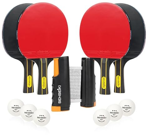 Ping Pong Paddles - High-Performance Set with Premium Table Tennis Rackets, 3-Star Ping Pong Balls, Compact Storage Case | Ping Pong Paddle Set of 4 Rackets, 6 Balls and Net