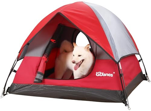 Rotes Hundezelt, tragbares Hundehaus für drinnen und draußen, Hundebett mit weicher Matte – 99 x 99 x 78 cm