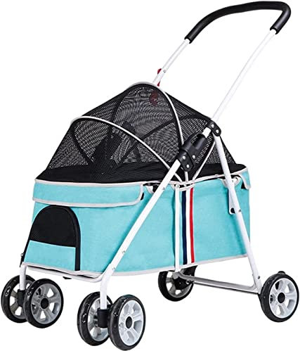 Hundebuggys Premium Pet Gear Buggy Haustierbuggy ohne Reißverschluss für Katzen/Hunde Hundebuggys für kleine Hunde bis 20 kg Hundekinderwagen Buggys (Grau A) (Blau)