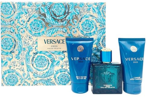 Versace Eros Confezione Regalo Uomo: Profumo Eau De Toilette, Balsamo Dopobarba e Bagnoschiuma 50 ml