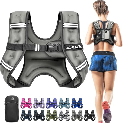 BAGAIL Chaleco Lastrado para Entrenamiento de Fuerza, Talla de Busto Ajustable, Bolsillo Práctico, Ideal para Entrenamientos en Gimnasio, Yoga y Ejercicios Aeróbicos