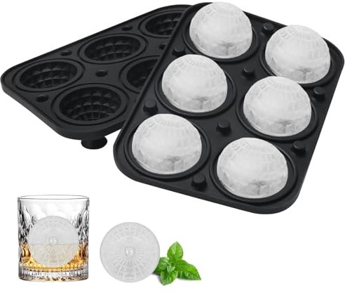 Vookkp Stampi in Silicone per Cubetti di Ghiaccio Grandi con Coperchio, Senza BPA Stampo Sfera, 6 Scomparti Ghiaccio Vassoio per Cocktail, Whisky, Frutta