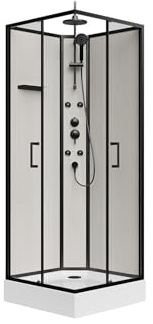 Vente-unique-Box doccia idromassaggio L80 x l80 x H225 cm in Fibra di bambù Nero opaco - ARDALI