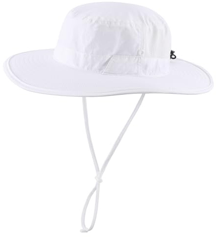 Connectyle Outdoor Wide Brim Sun Hat for Men Women Adjustable UV Protective Bucket Hat for Fishing Hiking Gardening Cap White