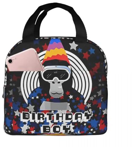 QIOEURYU Tote Bags Unisex Gorilla Tag Monkey Mosaic Insulated Lunch Bags Games Lunch Container Cooler Bag Lunch Box Tote Work Bento Pouch Classic Vintage Gifts