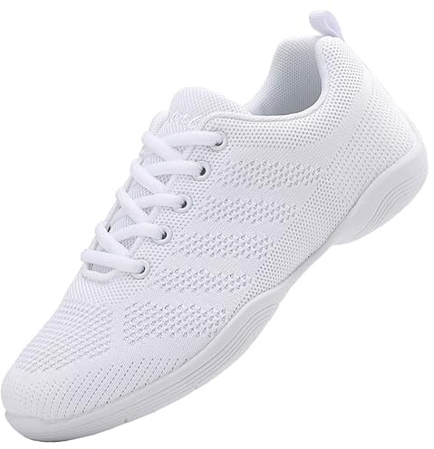 WUIWUIYU Women's Girls' Lace-Up Textile Athlete Sport Shoes Cheerleading Dance Sneakers