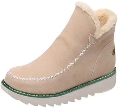 Ankle Boots Women Wide Fit - Faux Sheepskin Boots For Women Non-Slip Cold-Resistant Shoes Thermal Wide Fit Footwear Comfortable Thick Bottom Shoes Fleece Lined Vintage Footwear