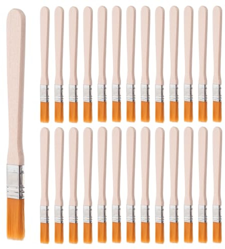 Mikikit Set da 36 Pennelli Piccoli in Nylon con Manico in Legno per Ritocchi Mobili Pittura Bordi Decorazione Soffitti e Recinzioni Strumenti per Dipingere Mobili e Pareti per Lavori