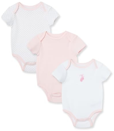 Little Me baby boys 3 Pack infant and toddler bodysuits, White/Pink Ballet, 6 Months US