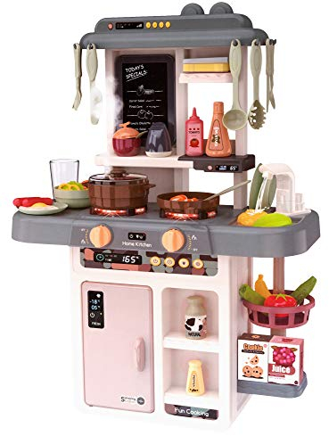 Kinderplay Kit Cuisine pour Enfants, Cuisine Enfant, Lumière, Son, Eau, Vapeur d’Eau Imitant la Cuisson, kit de 42 Accessoires, KP3303