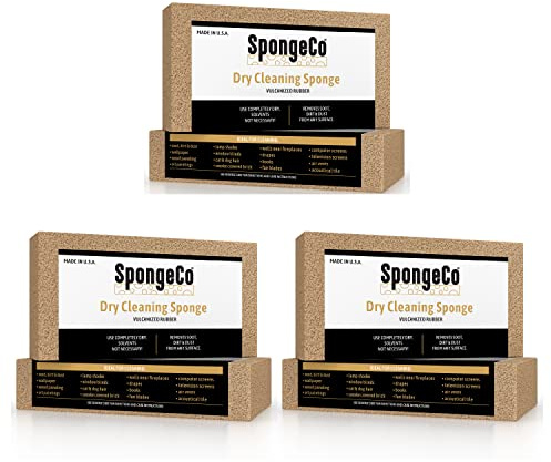 SpongeCo - Esponja borradora de hollín de Limpieza en seco - Pelo de Mascotas, Humo, hollín, Polvo y Suciedad removedor 3x6x3/4 Paquete de 3
