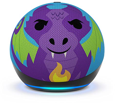 Echo Dot (Neueste Generation) Kids | Smarter WLAN- und Bluetooth-Lautsprecher mit Alexa | 1 Jahr Amazon Kids+ Inhalte inklusive | Drachen-Design