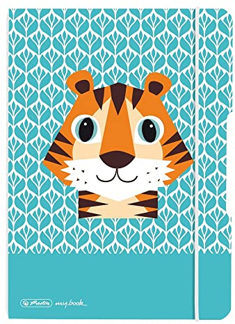 Herlitz 50039821 Notizheft flex A5, 40 Blatt punktiert, Motiv: Cute Animals Tiger, 1 Stück