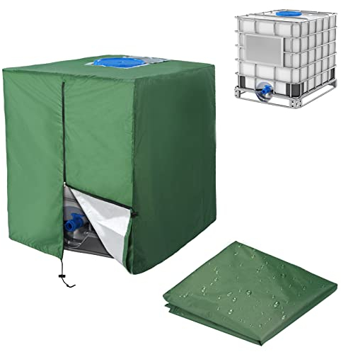 Roylvan IBC Tank Abdeckung, 120x100x116 cm Abdeckplane mit Reißverschluss für 1000L IBC Tank Container, Wasserdicht Wassertank Schutzplane für IBC-Tank Behälter Container Regenwassertank - Grün