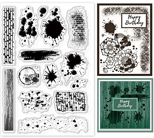 GLOBLELAND Wall Tile Stain Background Clear Stamps Splatter Silicone Clear Stamp Seals for Cards Making DIY Scrapbooking Photo Journal Album Decoration