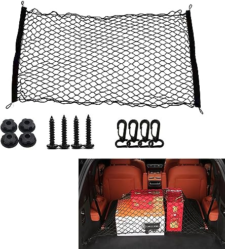 EKSMA Red de Equipaje para Maletero de Coche Red de Equipaje Estirable 110 * 60cm Estilo de Bolsillo con Ganchos ABS Red de Equipaje de Coche Altamente elástica para la mayoría de los Coches Negro