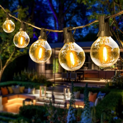 Doraimuni Outdoor Festoon Lights Mains Powered 30M/100FT - Waterproof Garden Lights Outdoor String Lights with 50+2 G40 Shatterproof Bulbs for Garden, Yard, Wedding, Backyard, Terrace, Party, Patio