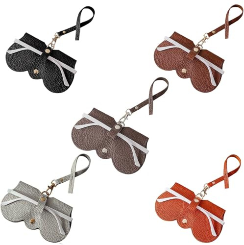SSKHE 5 couleurs étuis à lunettes de soleil tendance en cuir souple,Étui à Lunettes de Soleil,Sac à Lunettes de Soleil en Cuir Souple,Sacs à Lunettes avec Lanière pour Femmes Hommes