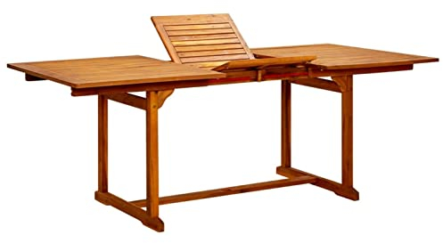 Sufrk Mesa de Comedor jardín Madera Maciza Acacia (150-200) x100x75cm Mesa terraza Exterior Mesa de Comedor jardín Mesa Jardin Exterior Garden Table mesas terraza