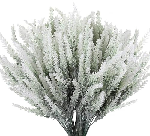 VIDSTW 12 Stycken Artificiell Lavendel Floccaggio 36 Cm Torkade Lavendelblommor Realistisk Falska Blommor för Vasdekorationer Falska Växter för Inredning och Utomhus (Vit)