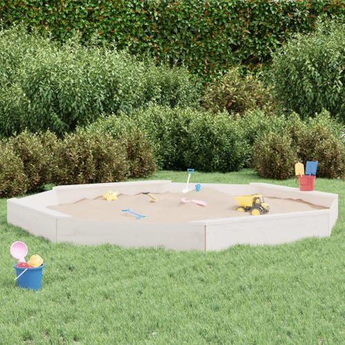 Homgoday Arenero con Asientos octógono Madera Maciza de Pino Blanco arenero niños Exterior arenero niños