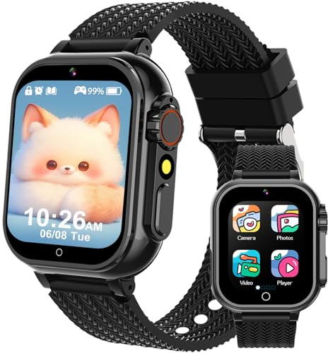 MOONKIDS Smartwatch Bambino - Orologio Smartwatch Bambini 4-12 Anni con 36 Giochi, 100+ Carte Educative, Contapassi, MP3 - Orologio per Bambini Senza Internet (Nero)