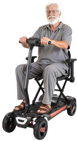 VEVOR 2025 Upgraded Auto-Folding Mobility Scooter for Seniors & Adults,4-Wheel Lightweight Electric Scooter with Dual Front Suspension & Removable Batteries for Long Range & Stable Ride