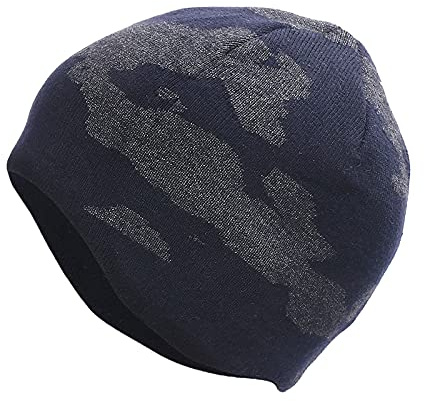 Generisk björnpälsmössa öronski-moln-hatt-cykelsport-dubbelskikts-set marm vinter stickad mössa blå, marinblå, one size