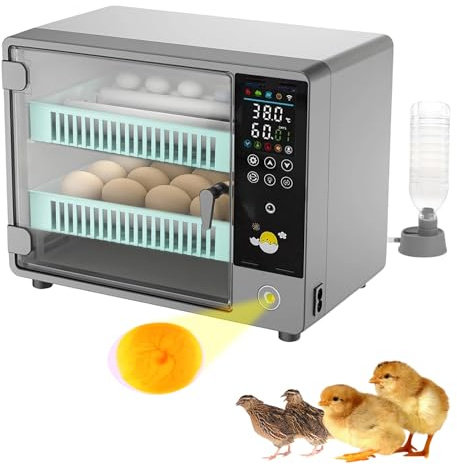 24 Egg Incubators for Hatching Eggs, Incubator for Eggs Automatic Turning | Temperature Control & Humidity Display, 5 Incubation Modes, LED Light for Chicken, Duck, Goose, Quail, Pigeon, Bird Egg