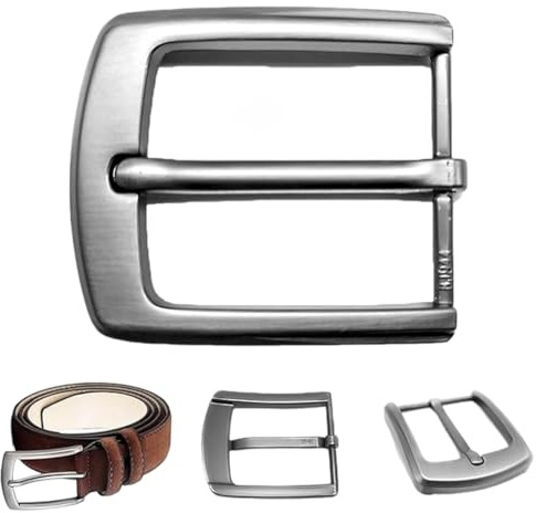KAHZOR Fibbia per Cintura Uomo, Fibbia in Metallo 40mm, Fibbia Quadrata in Lega di Zinco, Design Classico con Singolo Dente, Ricambio Fibbia per Cinture in Pelle