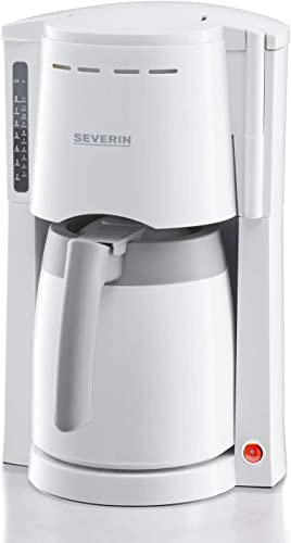 SEVERIN Kaffeemaschine, Für gemahlenen Filterkaffee, 8 Tassen, Inkl. Thermokanne, KA 4114, Weiß/Grau