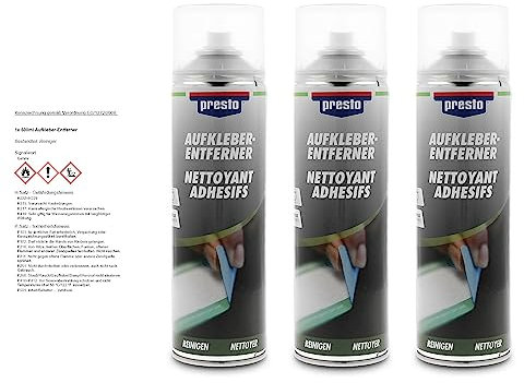 PRESTO 3x 500ml Aufkleber-Entferner - Etiketten Sticker Klebeband Klebstoff