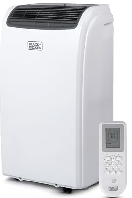 BLACK+DECKER Portable Air Conditioner, 12,000 BTU Cooling, 9,000 BTU Heating for Rooms up to 550 Sq. Ft., Follow Me Remote, Smart AC Unit, BPACT12HWT, White