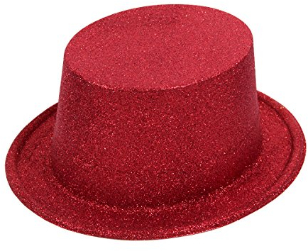 Alsino Glitzer Hut Zylinderhut Zirkus Partyhut Karneval Fasching aus Kunststoff - für Erwachsene, Höhe des Zylinder: 11 cm - Glitzerhut für Damen und Herren (ZH-04 Glitzer rot)