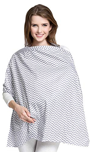 SONARIN Rayure Couvertures d'allaitement de Qualité Supérieure,4 en 1 Multifonction,avec Sac de Rangement,écharpe d'allaitement,Respirant et Léger(Gris)