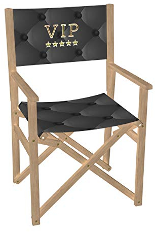 Vispronet Regiestuhl VIP Schwarz Gold Outdoor Klappstuhl ✓ Buchenholz ✓ Rückenlehne & Sitzfläche mit Druck ✓ bis 110 kg