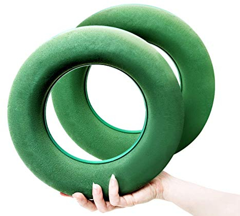 Blumensteckschaum Ringe 2 Stück - Set in 25 cm - Nasssteckschaum Set Steckmoos, Steckmasse, Adventskranz für Blumengestecke, Steckschwamm zum Basteln für Feiern, Hochzeit, Geschenke, MADE IN GERMANY