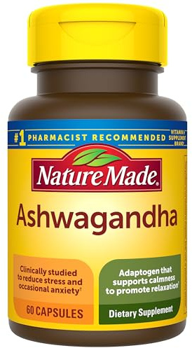 Nature Made Ashwagandha Capsules 125mg for Stress Support, Ashwagandha Supplements, 60 Capsules, 60 Day Supply