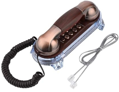 Teléfono Teléfono Retro Antiguo montado en la Pared Teléfono con Cable Teléfono Fijo Moda Teléfono para el Hotel casero(Bronce Rojo)
