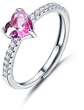 JeweBella Anello Cuore Argento 925 Donna Elegante Anello Cuore Regolabile Zirconia Cubica Amicizia Fidanzamento Matrimonio Anniversario Promessa Fedine