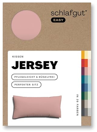 schlafgut Easy Mako-Jersey Kissenbezug 40x80 cm Purple Mid (Mauve) – 100% Baumwolle Kopfkissenbezug Bügelfrei mit Ton-in-Ton Reißverschluss – Made in Green by Oeko-TEX
