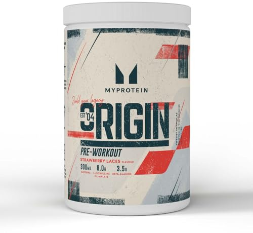 Myprotein Origin Alpha Pre‑Workout – Strawberry Laces – 30 Servings of Pre‑Workout Powder – 300 mg Caffeine, 8 g Citrulline Malate & 3.5 g Beta‑Alanine – Energy, Focus & Performance Boost