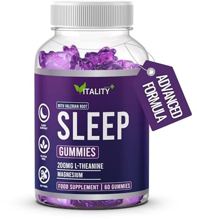 Natural Sleep Aid Gummies with Valerian Root & L-Theanine - Non-Habit Forming, Vegan, for Deep Relaxation & Restful Nights - 60 Chewable Gummies