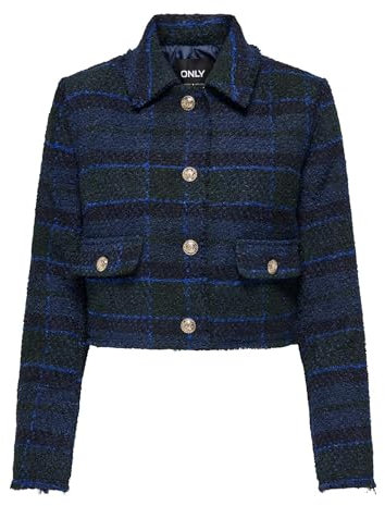 ONLY Damen ONLVALINKA Boucle Jacket OTW Mantel, Blau, M